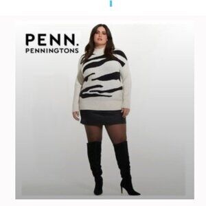 Trendy Black and white Soft Knit sweater with ribbed collar and cuffs cozy warm